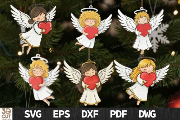 Download Angel with Heart Ornament Bundle SVG - Ornament bundle svg Collection