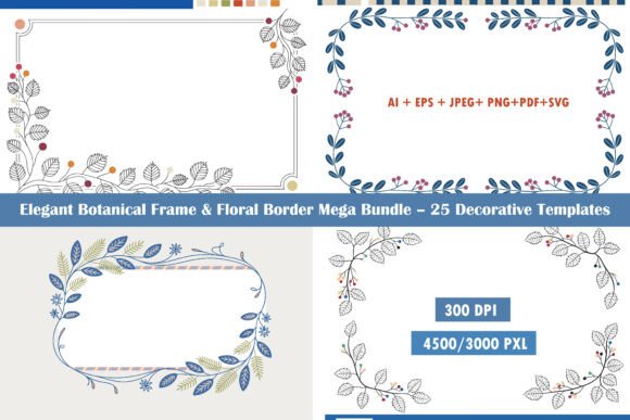 Download 25 Botanical Frame &amp; Border Bundle - Border Collection