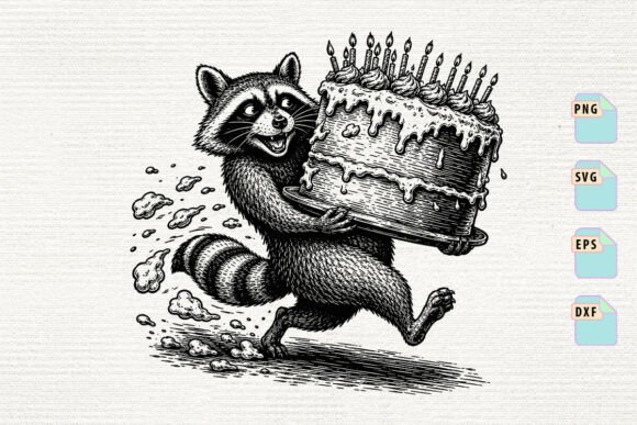 Download Raccoon Carrying Birthday Cake SVG - Birthday cake svg Collection