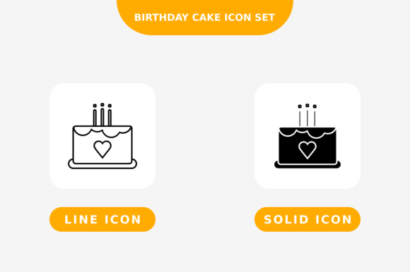 Download Birthday Cake Icon Set, Line and Solid - Premium Resources