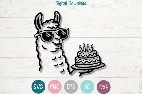 Download Llama with Birthday Cake SVG PNG - Birthday cake svg Collection
