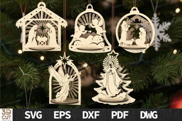 Download Nativity and Angel Ornament Bundle SVG - Ornament bundle svg Collection