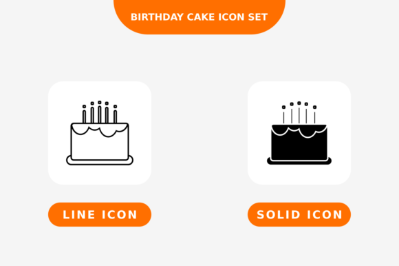 Download Birthday Cake Icon Set, Line and Solid - Premium Resources