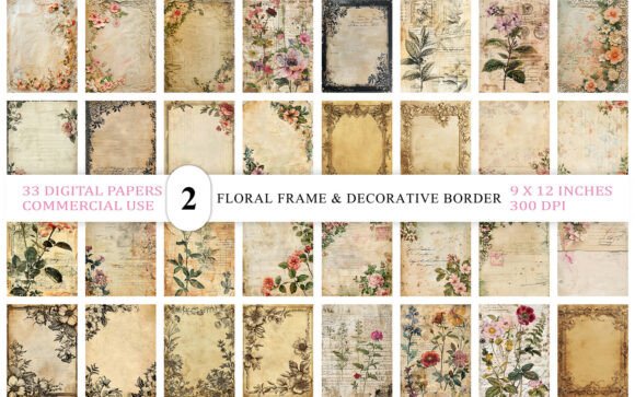 Download Vintage Floral Frame &amp; Decorative Border - Border Collection