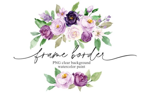 Download Frame Border, Violet Watercolor Flowers. - Border Collection