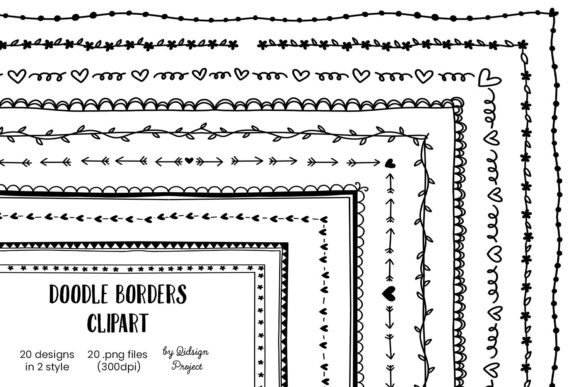 Download 20 Doodle Borders Clipart, Decorative - Border Collection