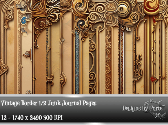 Download Vintage Border 1/2 Junk Journal Pages - Border Collection